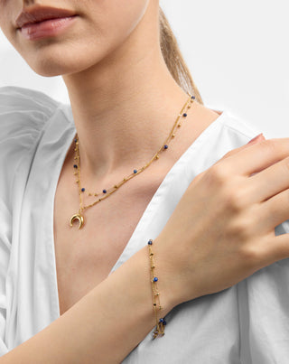 Collier en pierre naturelle lapis lazuli plaqué or avec demi-lune Mys - 2