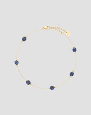 Bracelet de cheville plaqué or avec pierre naturelle lapis lazuli Mys