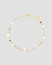 Bracelet de cheville avec pierre naturelle agate, maifan, jaspe, jade et aventurine Mys