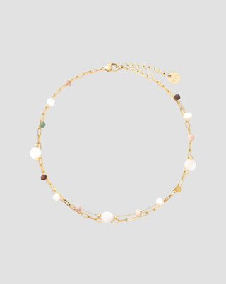 Bracelet de cheville avec pierre naturelle agate, maifan, jaspe, jade et aventurine Mys - 1