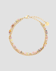 Bracelet plaqué or avec pierre naturelle jade rose et citron Mys