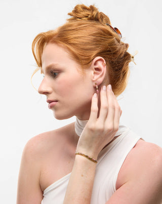 Bracelet plaqué or avec pierre naturelle jade rose et citron Mys - 2