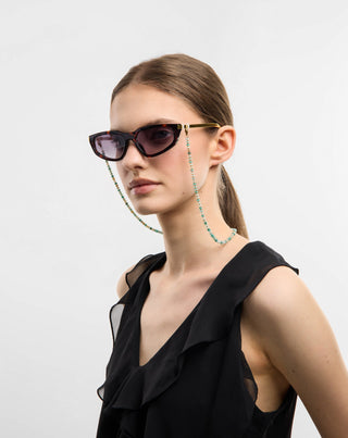 Chaîne de lunettes avec pierre naturelle turquoise africaine et amazonite Mys - 3