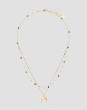 Collier en pierre naturelle lapis lazuli plaqué or avec demi-lune Mys