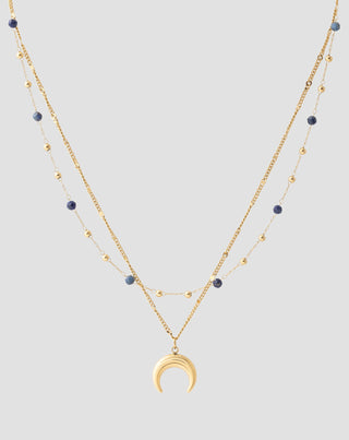 Collier en pierre naturelle lapis lazuli plaqué or avec demi-lune Mys - 4