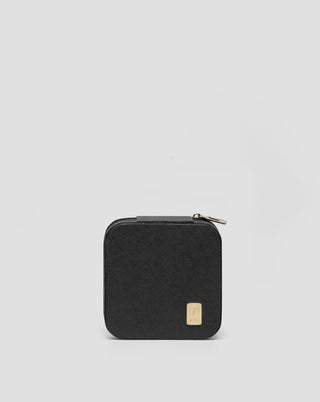 Boîte à bijoux avec compartiments, rouleaux et crochets petite noire Mys - 1